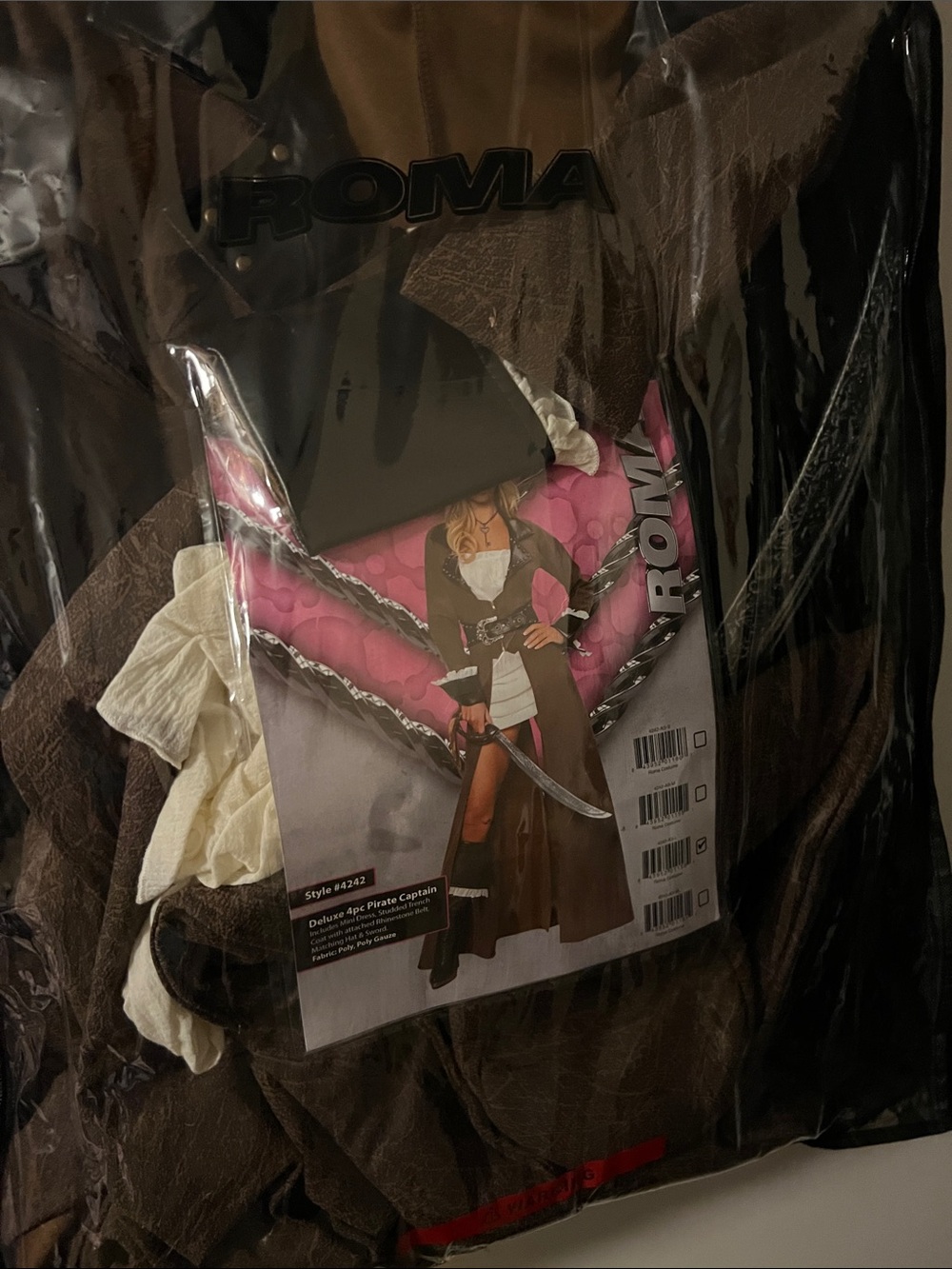ROMA Brown and White Pirate Captain Costume for womenβs